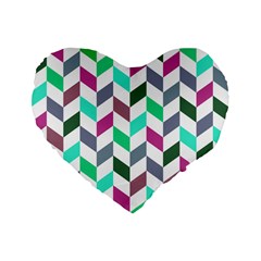 Zigzag Chevron Pattern Aqua Purple Standard 16  Premium Flano Heart Shape Cushions by snowwhitegirl