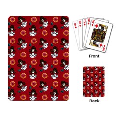 Girl With Dress Red Playing Card by snowwhitegirl