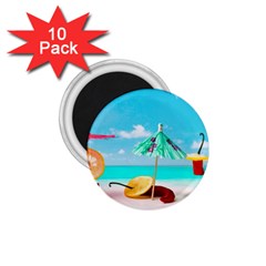 Red Chili Peppers On The Beach 1 75  Magnets (10 Pack)  by FunnyCow