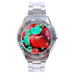 Red Strawberries Stainless Steel Analogue Watch by FunnyCow