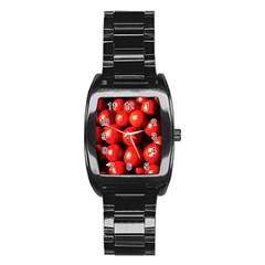 Pile Of Red Tomatoes Stainless Steel Barrel Watch by FunnyCow