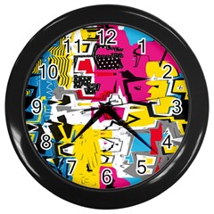 Distorted Shapes                                            Wall Clock (black) by LalyLauraFLM