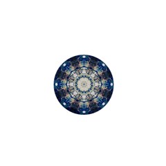 Painted Blue Mandala Flower On Canvas 1  Mini Buttons by pepitasart