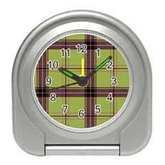 Avocado Green Plaid Travel Alarm Clock by snowwhitegirl