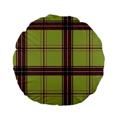 Avocado Green Plaid Standard 15  Premium Flano Round Cushions by snowwhitegirl