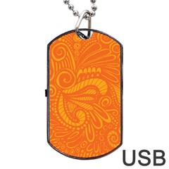 Pop Orange Dog Tag Usb Flash (two Sides) by ArtByAmyMinori