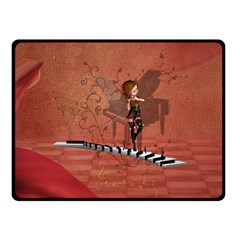 Cute Fairy Dancing On A Piano Fleece Blanket (small) by FantasyWorld7