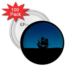 Ship Night Sailing Water Sea Sky 2 25  Buttons (100 Pack)  by Nexatart