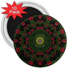 Sunshine Mandala In Rose Heaven 3  Magnets (10 Pack)  by pepitasart