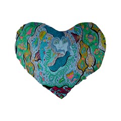 Mystic Mermaid Standard 16  Premium Heart Shape Cushions by chellerayartisans