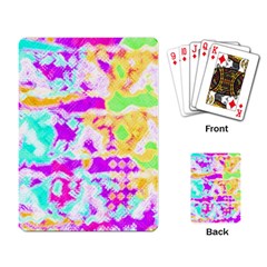 Pink Yellow Blue Green Texture                                                 Playing Cards Single Design by LalyLauraFLM
