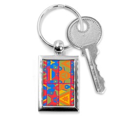 Colorful Shapes In Tiles                                                   Key Chain (rectangle) by LalyLauraFLM