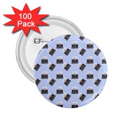 Retro Typewriter Blue Pattern 2 25  Buttons (100 Pack)  by snowwhitegirl