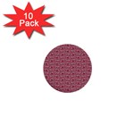 Retro Red Pattern 1  Mini Buttons (10 pack)  Front
