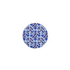 Blue Dot Floral 1  Mini Buttons by snowwhitegirl