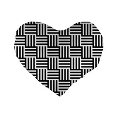 Basket Black Lines Stripes White Standard 16  Premium Flano Heart Shape Cushions by Sapixe