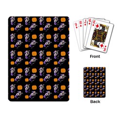 Halloween Skeleton Pumpkin Pattern Black Playing Cards Single Design by snowwhitegirl