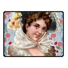 Victorian Lady Blue Floral Double Sided Fleece Blanket (small)  by snowwhitegirl
