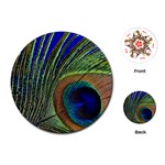 Peacock Feather Macro Peacock Bird Playing Cards (Round) Front