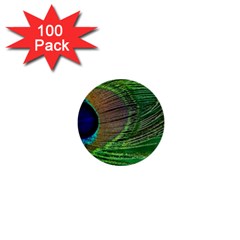 Peacock Feather Macro Peacock Bird 1  Mini Buttons (100 Pack)  by Simbadda