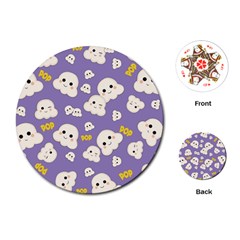 Cute Kawaii Popcorn Pattern Playing Cards (round) by Valentinaart