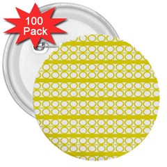 Circles Lines Yellow Modern Pattern 3  Buttons (100 Pack)  by BrightVibesDesign