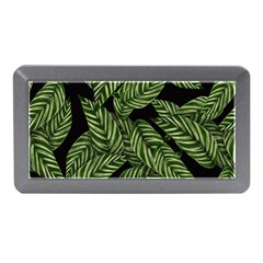 Leaves Black Background Pattern Memory Card Reader (mini) by Simbadda
