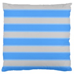 Bold Stripes Bright Blue Pattern Large Flano Cushion Case (two Sides) by BrightVibesDesign