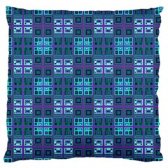 Mod Purple Green Turquoise Square Pattern Large Flano Cushion Case (two Sides) by BrightVibesDesign