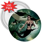 Wonderful Dark Mermaid With Awesome Orca 3  Buttons (100 pack)  Front