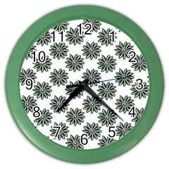 Graphic Pattern Flowers Color Wall Clock by Celenk