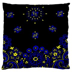 Blue Yellow Bandana Large Flano Cushion Case (two Sides) by dressshop