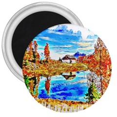 Lake Chalet Mountain Art 3  Magnets by Nexatart