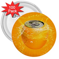 Orange Drink Splash Poster 3  Buttons (100 Pack)  by Sapixe