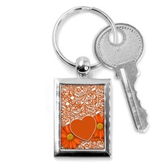 Flower Floral Heart Background Key Chains (rectangle)  by Sapixe