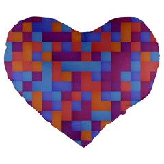 Squares Background Geometric Modern Large 19  Premium Heart Shape Cushions by Sapixe