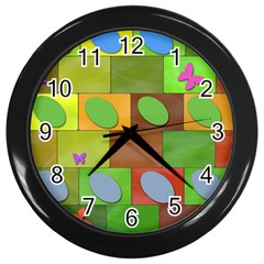 Easter Egg Happy Easter Colorful Wall Clock (black) by Sapixe