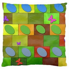 Easter Egg Happy Easter Colorful Large Flano Cushion Case (two Sides) by Sapixe