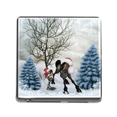 Christmas, Cute Bird With Horse Memory Card Reader (square 5 Slot) by FantasyWorld7