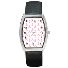 Pink Ribbon - Breast Cancer Awareness Month Barrel Style Metal Watch by Valentinaart