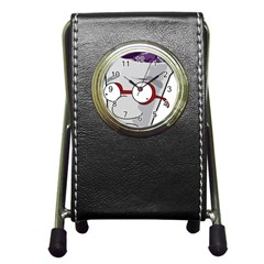 Purple Cup Nerd Pen Holder Desk Clock by grimelab