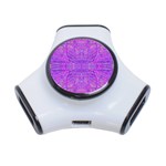 Hot Pink And Purple Abstract Branch Pattern 3-Port USB Hub Front