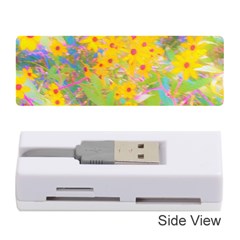 Pretty Yellow And Red Flowers With Turquoise Memory Card Reader (stick) by myrubiogarden
