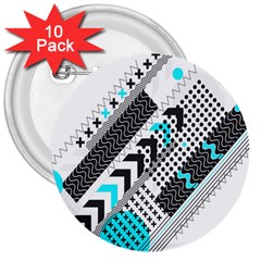 Green Geometric Abstract 3  Buttons (10 Pack)  by Mariart