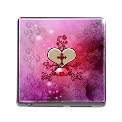Wonderful Hearts With Floral Elements Memory Card Reader (square 5 Slot) by FantasyWorld7