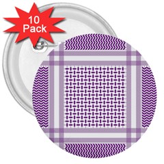 Purple Geometric Headdress 3  Buttons (10 Pack)  by Mariart