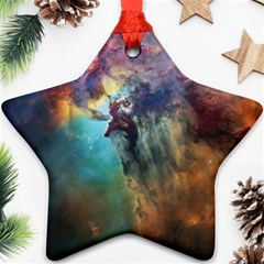 Lagoon Nebula Interstellar Cloud Pastel Pink, Turquoise And Yellow Stars Ornament (star) by genx