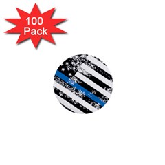 Usa Flag The Thin Blue Line I Back The Blue Usa Flag Grunge On White Background 1  Mini Buttons (100 Pack)  by snek