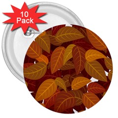 Leaves Pattern 3  Buttons (10 Pack)  by Wegoenart