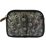 Background Peacock Feathers Digital Camera Leather Case Front